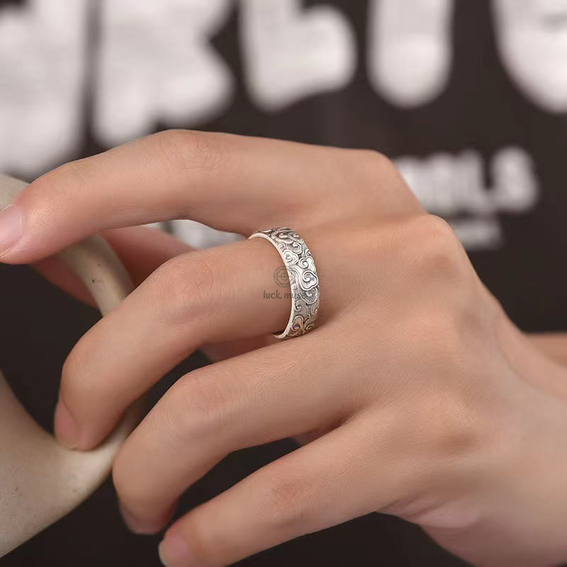 Luck Muse Vintage Auspicious Cloud Pattern Ring - Image 7