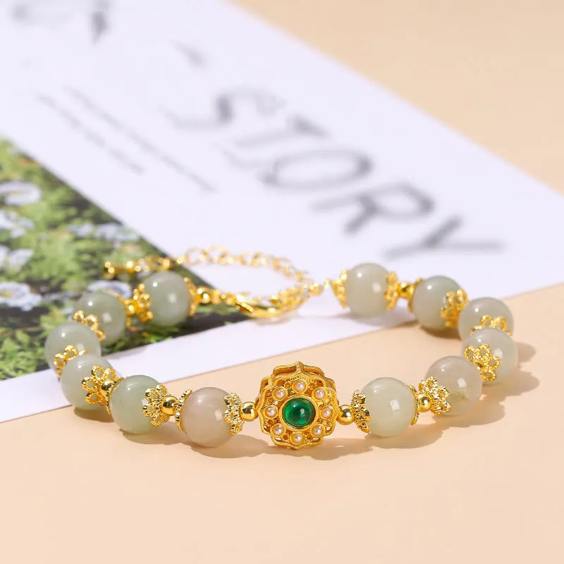 Natural Jade Prosperity Bead Chain Bracelet with Luck Muse - Image 2