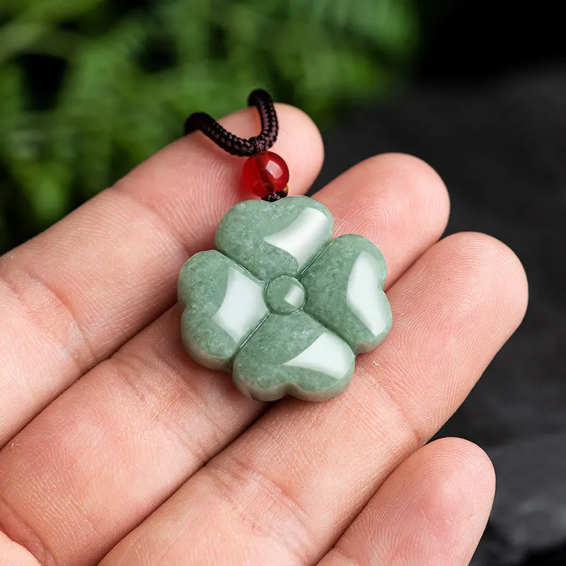 Luck Muse Four Leaf Clover Jade Prosperity Necklace - Image 4