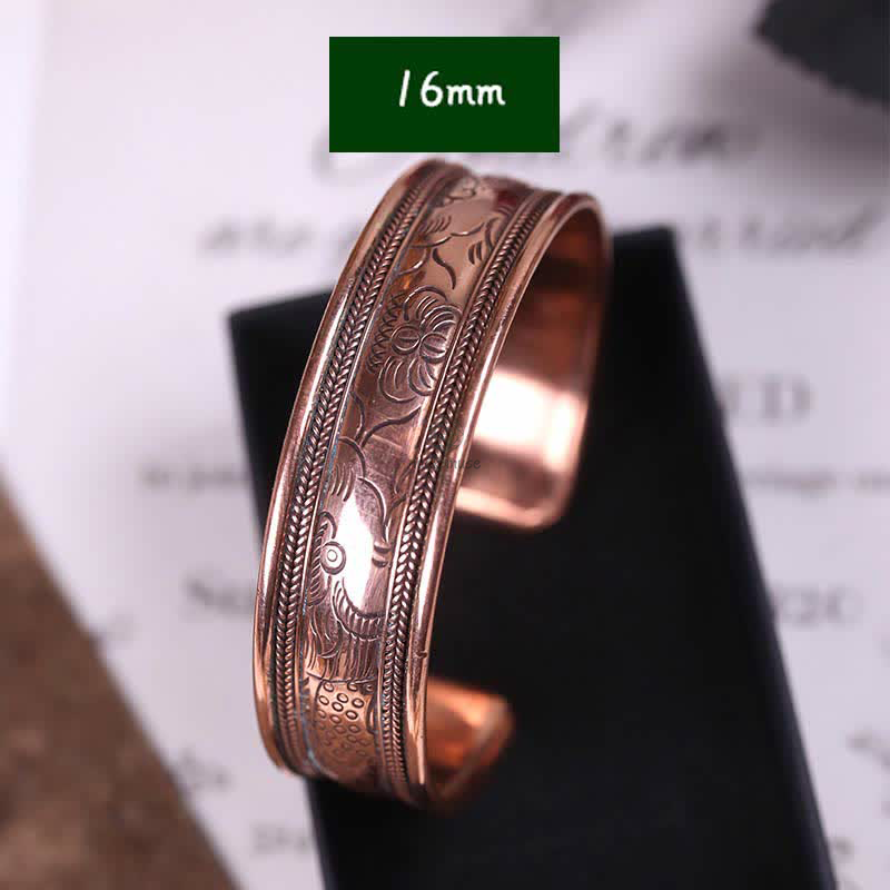 Vintage Luck Balance Copper Cuff Bracelet Bangle with Pattern Detail - Image 14
