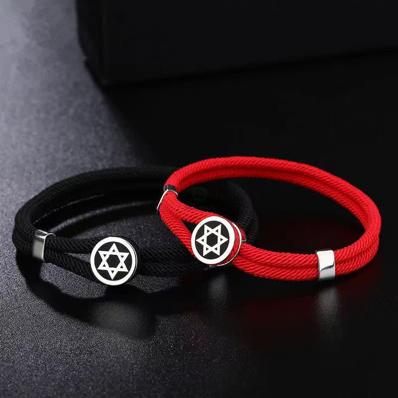 Luck Muse 925 Sterling Silver Hexagram Calm Balance String Bracelet - Image 2