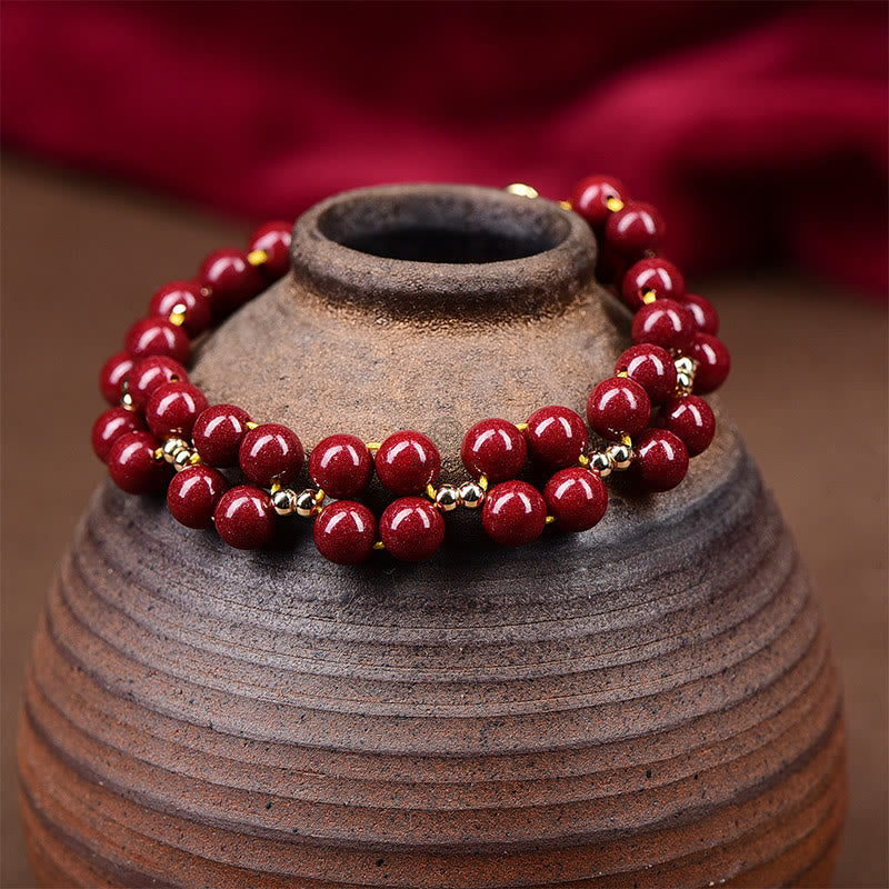 Blessed Luck Muse Cinnabar Beaded Bracelet - Image 3