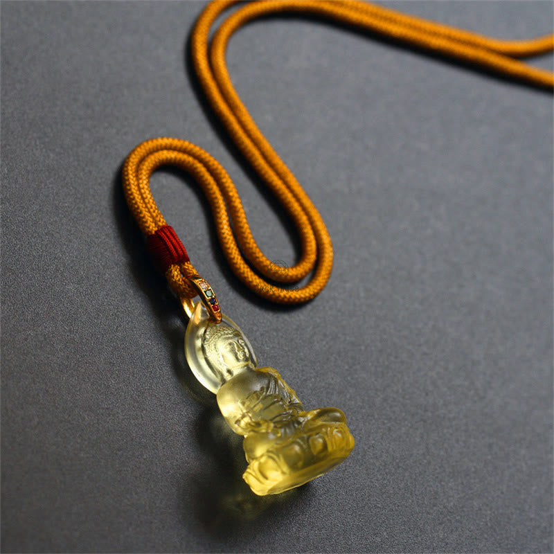 Blue Tathagata Buddha Liuli Crystal Amulet Necklace - Serenity Pendant - Image 23