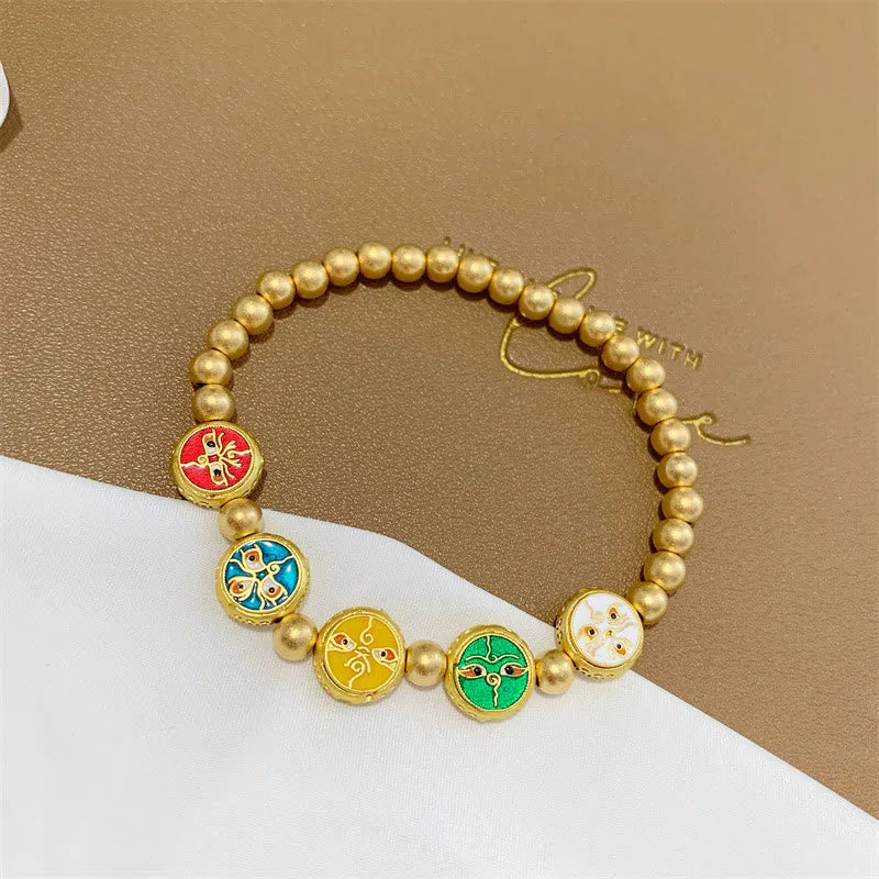 Tibetan Five Wealth Deities Copper Beads Bracelet - Image 4