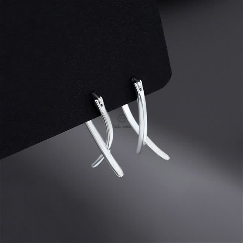 Luck Muse Geometric Luck Hoop Earrings with Cross Design - Image 6