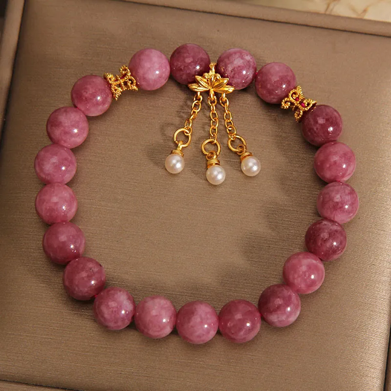 Pink Tourmaline Lotus Flower Bracelet - Image 3