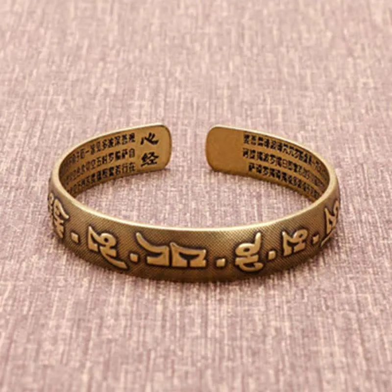 Luck Muse Om Mani Padme Hum Dragon Phoenix Copper Leather Peace Cuff Bracelet Set - Image 11