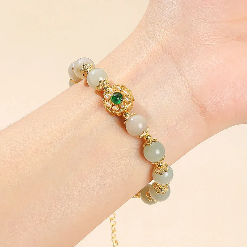 Natural Jade Prosperity Bead Chain Bracelet with Luck Muse - Image 5