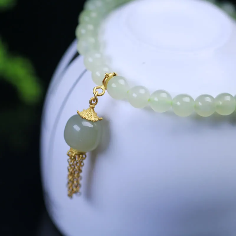 Luck Muse 925 Sterling Silver Hetian Jade Wealth Charm Bracelet - Image 5