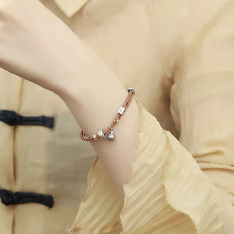 Braided Bracelet with 925 Sterling Silver and Gold Swallowing Beast Koi Fish Design by Luck Muse - Wealth Collection - Image 12
