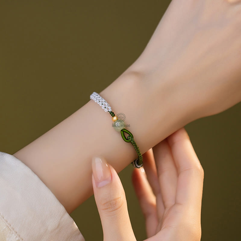 Braided Rope Bracelet with Hetian Jade Bead and 925 Sterling Silver Luck Muse for Luck - Image 6