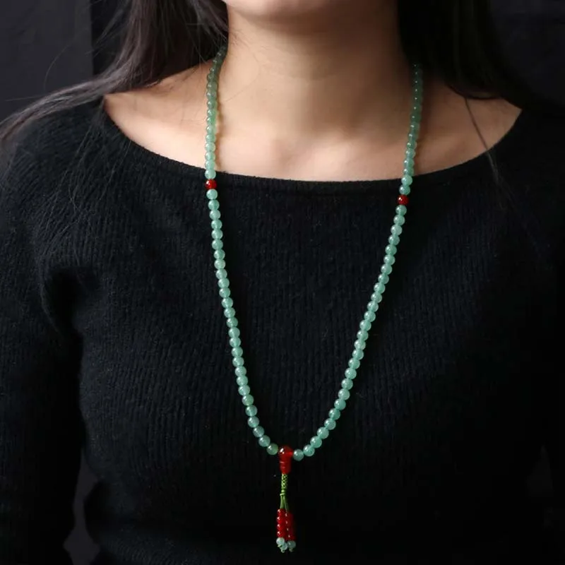Luck Muse Green Aventurine and Red Agate 108 Beads Luck Bracelet Mala - Image 4