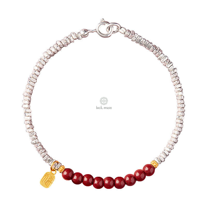 Luck Muse 925 Sterling Silver Cinnabar Fu Character Blessing Bracelet -> Sterling Silver Cinnabar Fu Character Blessing Bracelet - Luck Muse Collection - Image 12