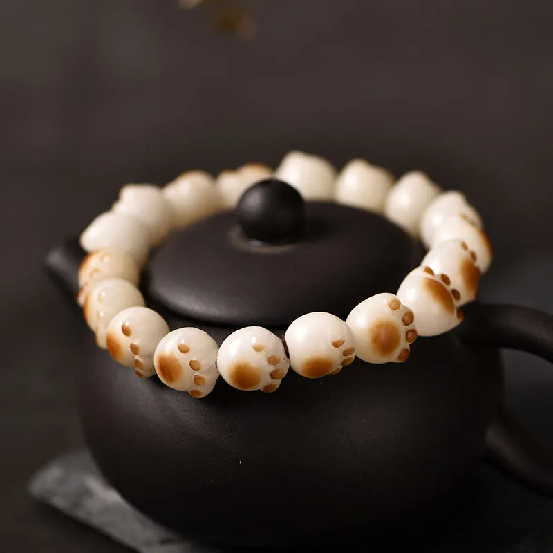 Cute Cat Paw Bodhi Seed Peace Bracelet with Luck Muse Accents - Image 9