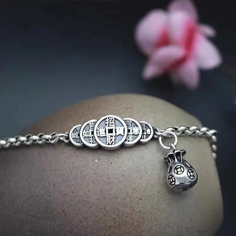 Buddha Copper Coin Money Bag Bracelet - Image 3