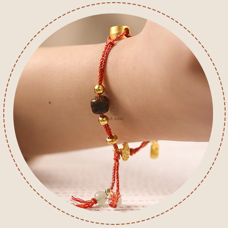 Handmade Hetian Jade Auspicious Clouds Lucky Fu Character Bracelet - Image 13