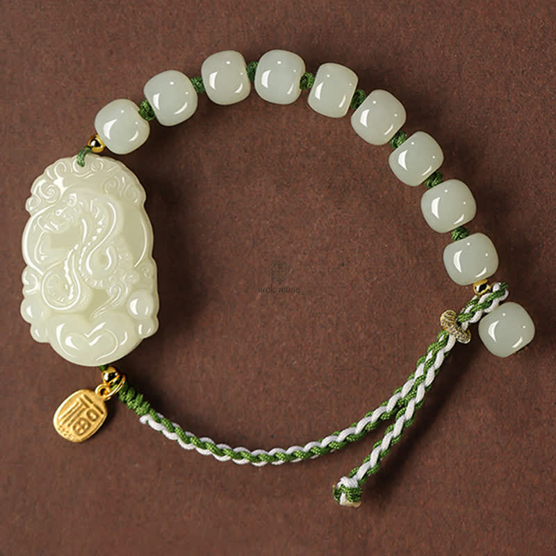 Luck Muse 925 Sterling Silver Chinese Zodiac Hetian Jade Lucky String Bracelet - Image 13