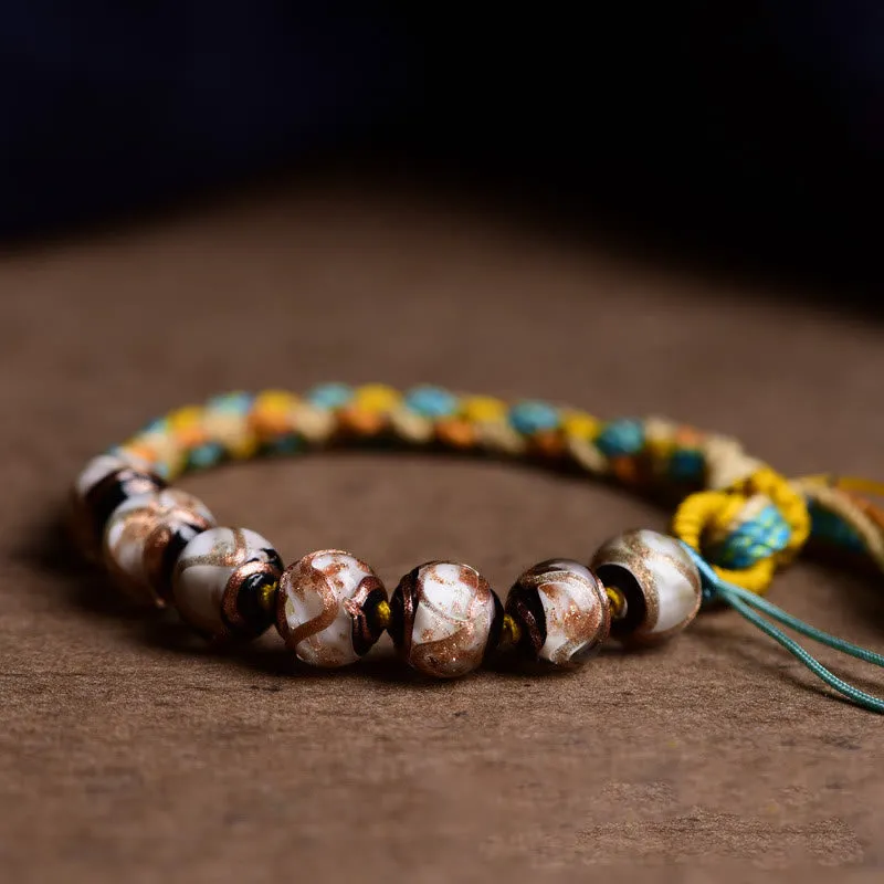 Multicolored Liuli Glass Bead Fortune Braided Bracelet crafted with Luck Muse - Image 4
