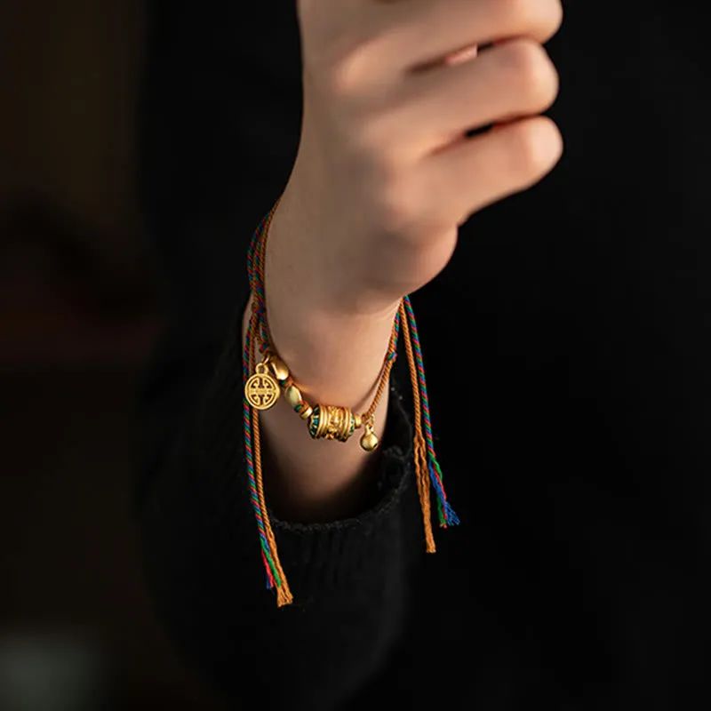 Handmade Tibetan Om Mani Padme Hum Prayer Wheel Bracelet for Protection and Strength - Image 4