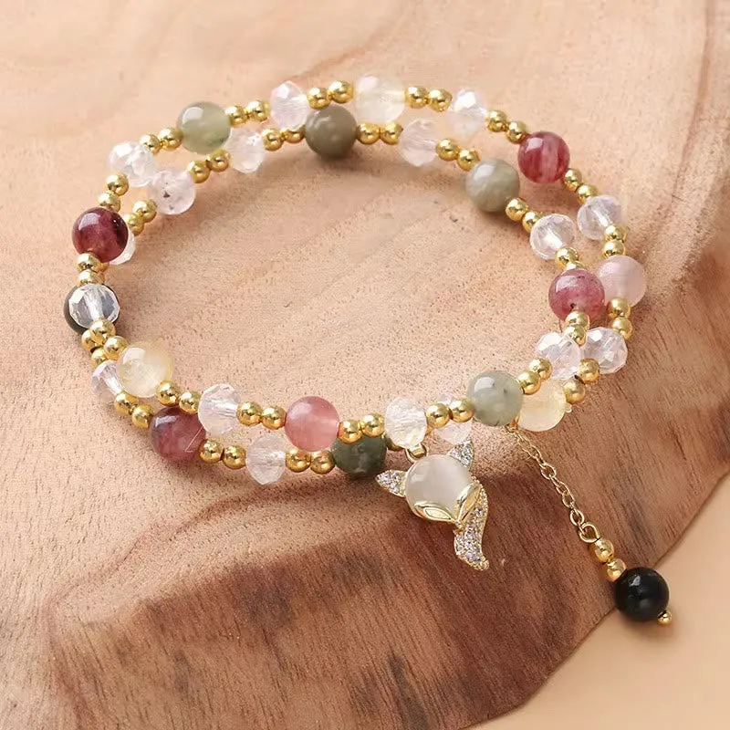 Buddha Multicolored Rutilated Quartz Fox Protection Bracelet - Image 2