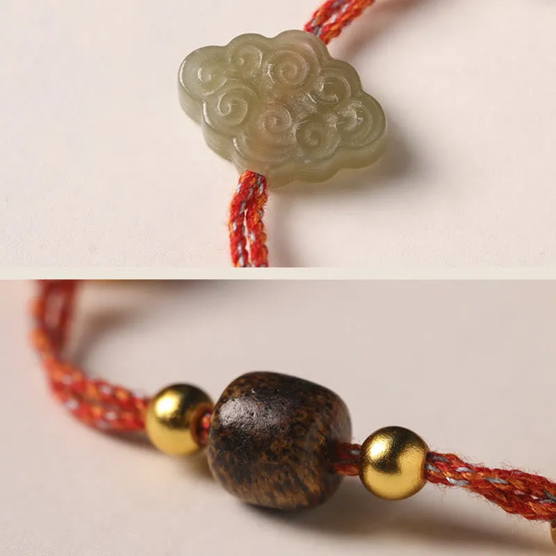 Handmade Hetian Jade Auspicious Clouds Lucky Fu Character Bracelet - Image 12