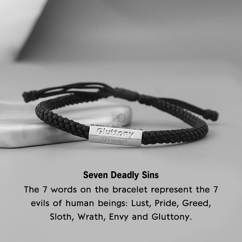 Seven Deadly Sins & Virtues Braided String Bracelet with Luck Muse