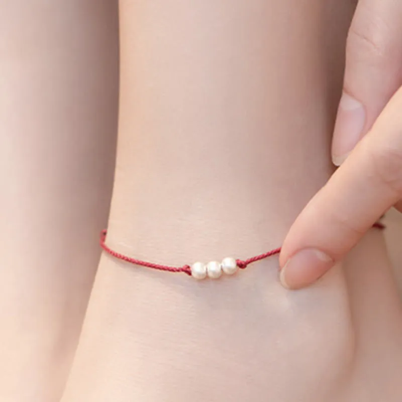 Luck Muse Three Copper Bead Protection String Bracelet Anklet - Image 13