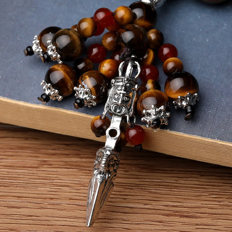 Natural Tiger Eye Red Agate Dragon Vein Agate Stone Vajra Dorje Energy Bracelet - Car Decor - Image 2
