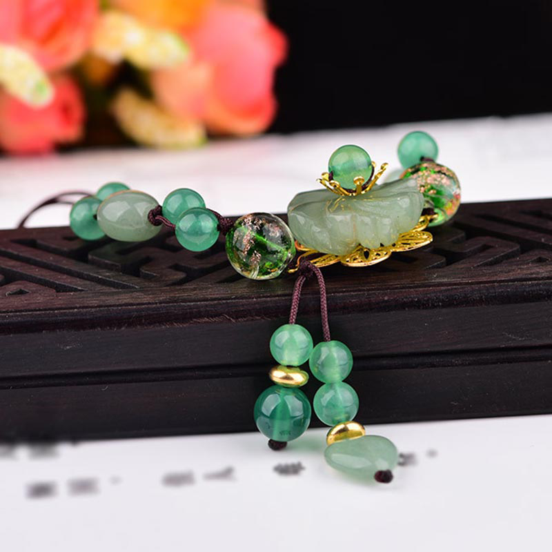 Natural Green Jade Green Aventurine Luck Dangling Flower Bracelet - Image 9