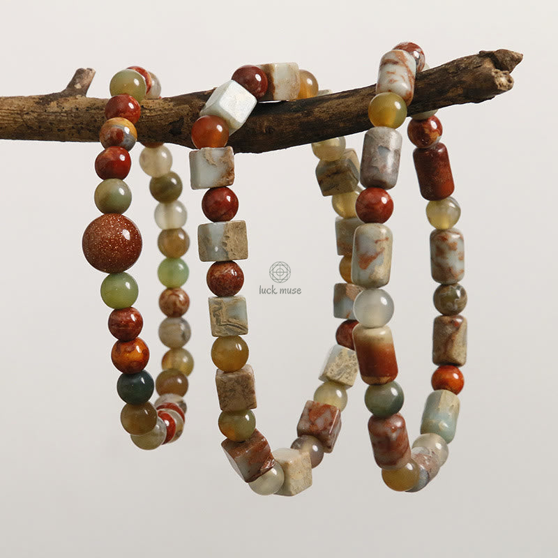 Natural Stone Sea Sediment Jasper Agate Protection Bracelet - Image 2