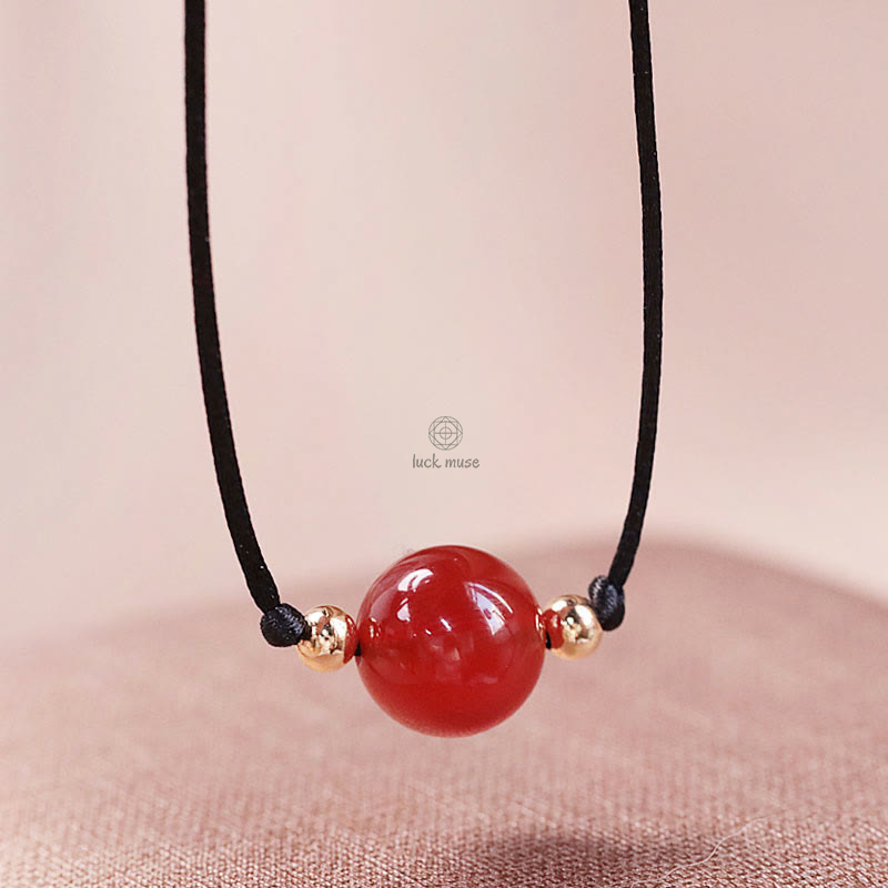 Natural Red Agate Chalcedony Self-Acceptance Confidence Bracelet Necklace Set - Image 12