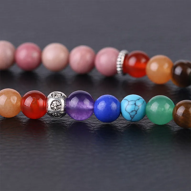 Luck Muse 108 Rose Quartz Blue Crystal Lazulite Healing Beads Bracelet - Image 5