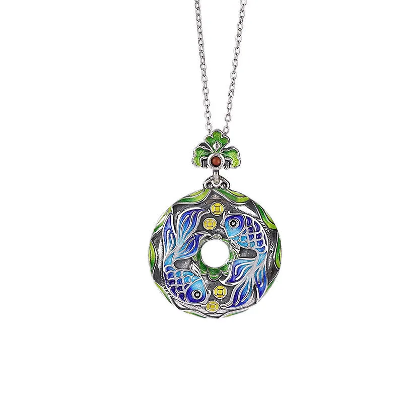 Luck Muse 990 Sterling Silver Koi Fish Copper Coin Luck Wealth 925 Sterling Silver Necklace Pendant - Image 5