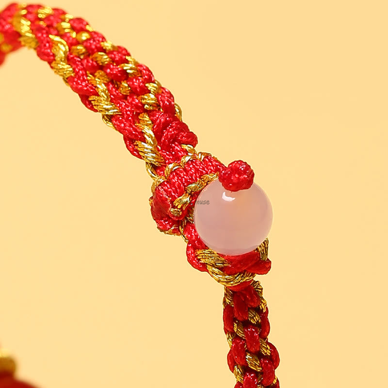 Handmade Natural Stone Bracelet with Red Agate, Amethyst, Rutilated Quartz, Pink Crystal Beads - Image 5
