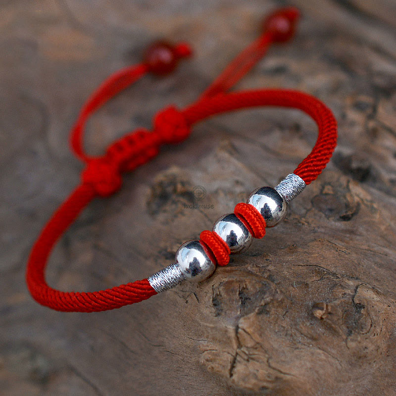 Luck Muse 925 Sterling Silver Lucky Bead Protective Red String Bracelet