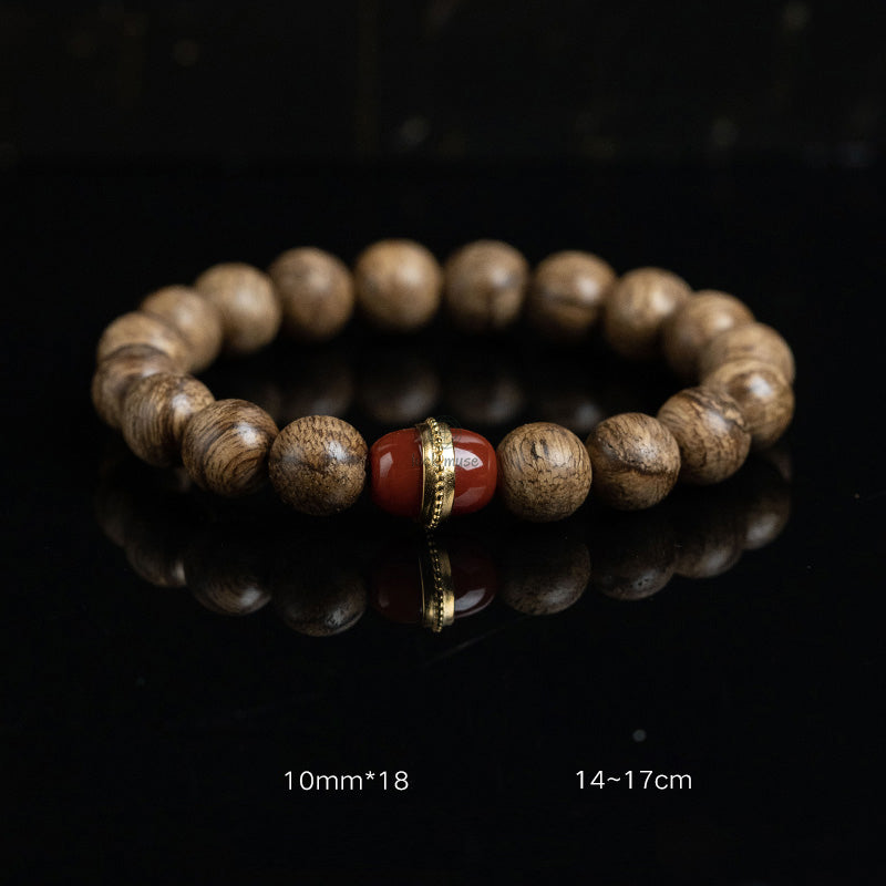 Tarakan Agarwood Amber Red Agate Laughing Buddha Meditation Bracelet - Image 12