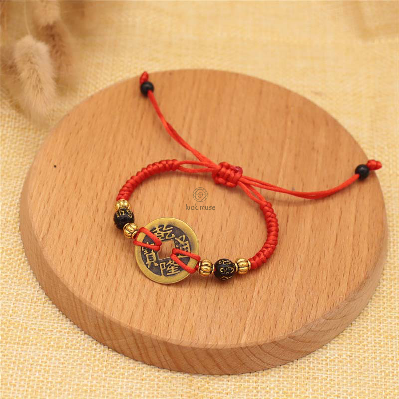 Copper Coin Fortune Red String Bracelet