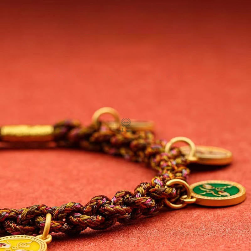 Tibetan Lucky Wealth Thangka Braided String Bracelet - Image 12