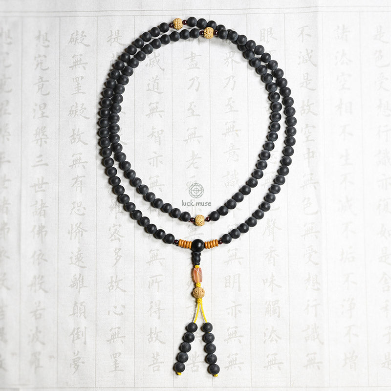Tibetan Mala Bracelet with Cypress Bodhi Seeds and Red Agate Healing Properties - Image 11