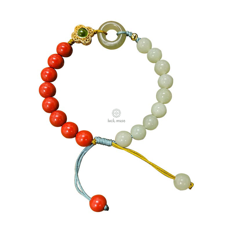 Tibetan Cinnabar Jade Blessing Bracelet from Luck Muse Shop - Image 6