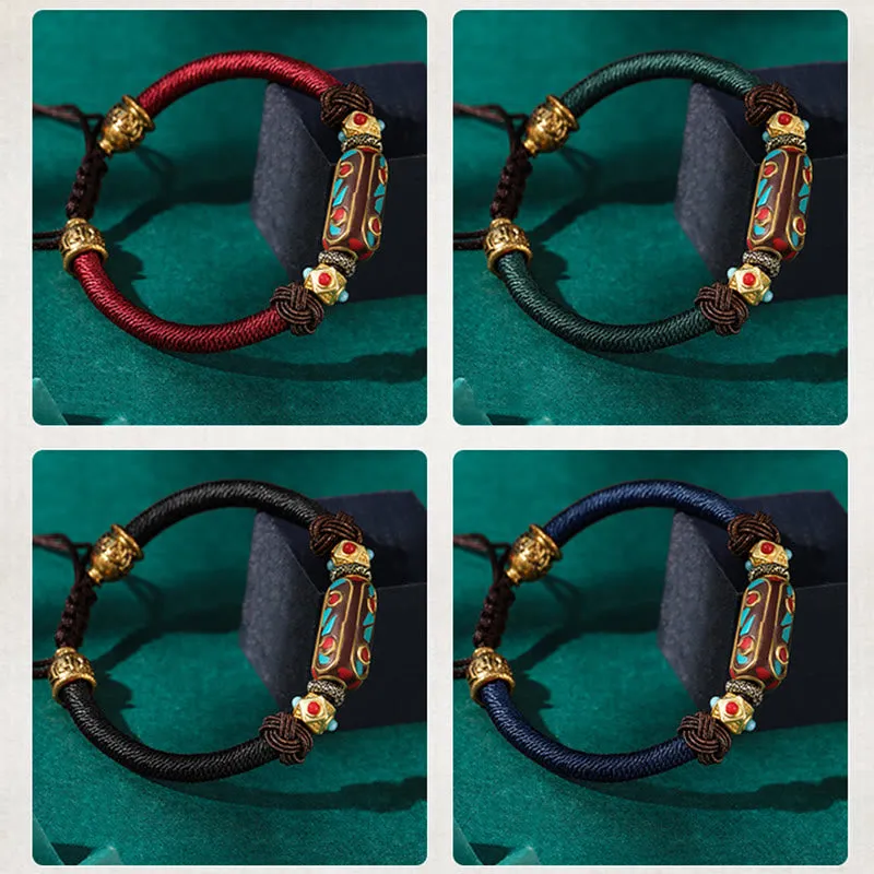 Tibetan Turquoise Om Mani Padme Hum Strength Braided Bracelet by Luck Muse Shop - Image 18