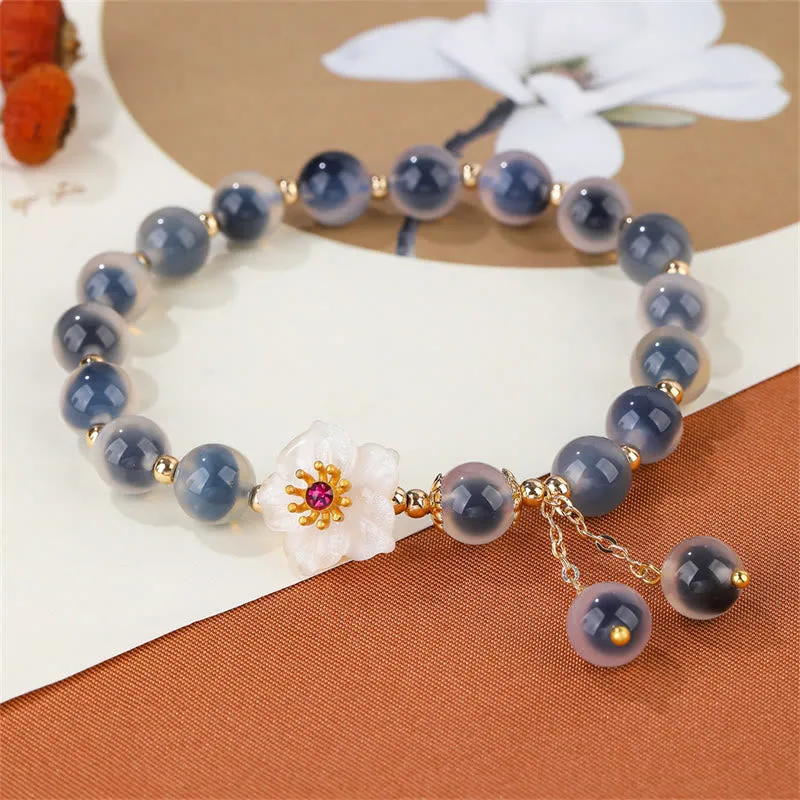 Blue Candy Agate Cherry Blossom Healing Bracelet - Image 4
