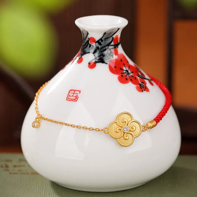 Gold-Plated Sterling Silver Luck Muse Four Leaf Clover Zircon Bracelet - Image 2