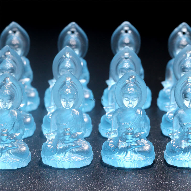 Blue Tathagata Buddha Liuli Crystal Amulet Necklace - Serenity Pendant - Image 14