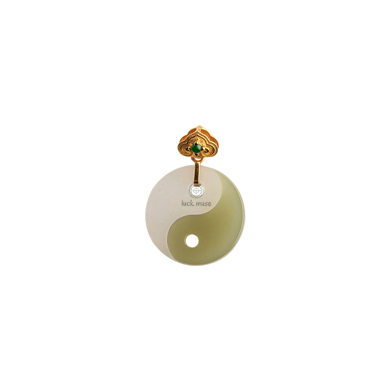 Luck Muse Yin Yang Jade Necklace Pendant with 18K Gold for Luck and Prosperity - Image 13