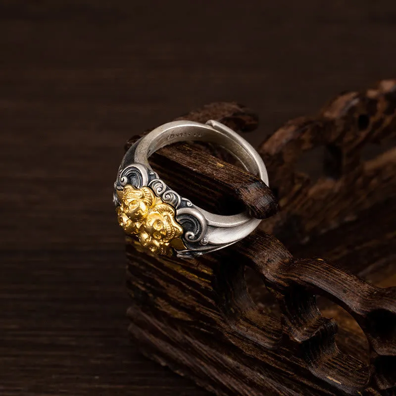 Luck Muse 925 Sterling Silver Tibetan Skull Adjustable Protection Ring - Image 4