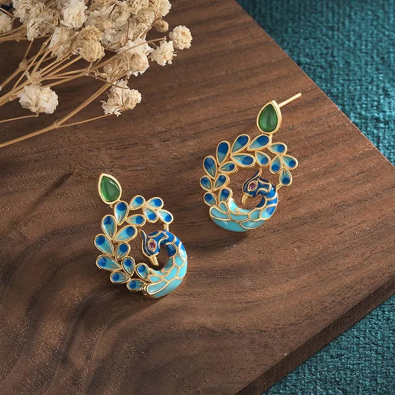 Luck Muse White Peacock Green Agate Earrings for Good Fortune - Image 3