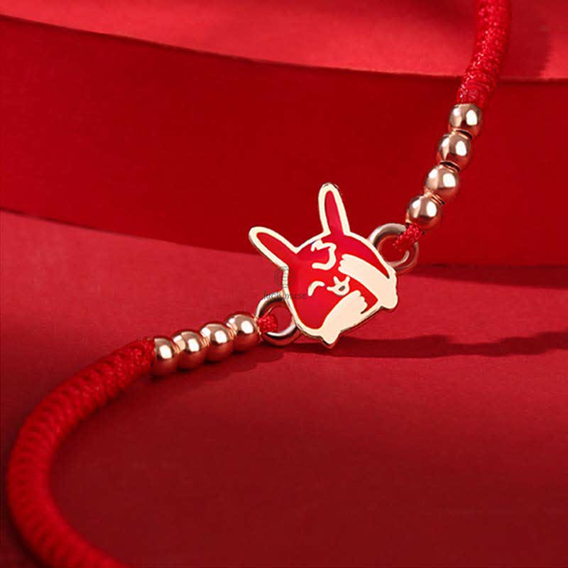 925 Sterling Silver Chinese Zodiac Luck and Faith Red String Bracelet - Image 11
