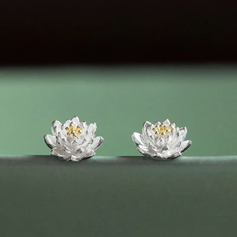925 Sterling Silver Lotus Flower Balancing Earrings by Luck Muse Shop