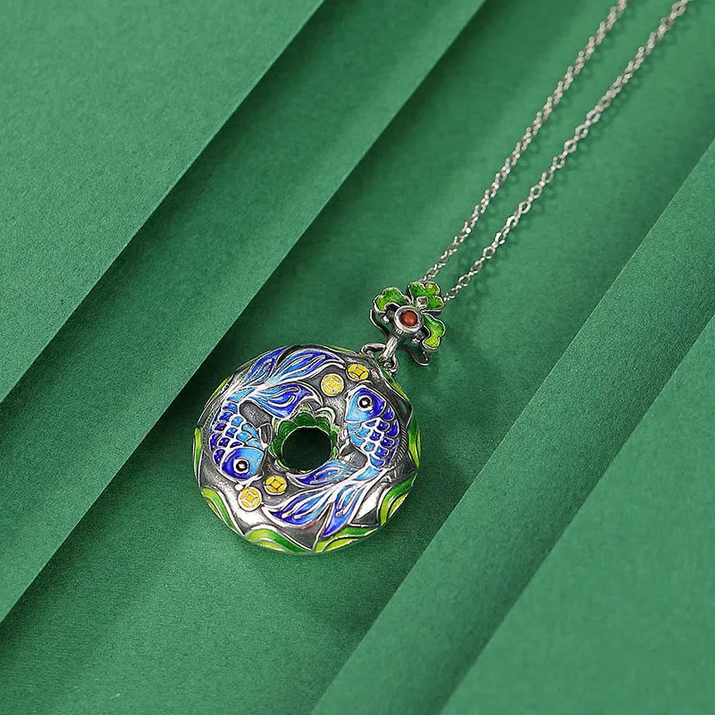 Luck Muse 990 Sterling Silver Koi Fish Copper Coin Luck Wealth 925 Sterling Silver Necklace Pendant - Image 3